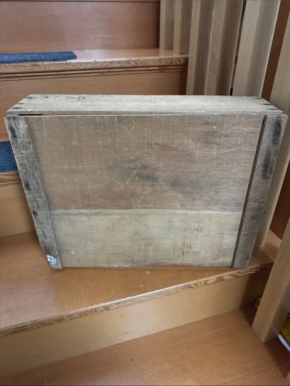Vintage MCM Wooden Crate with 'PINKHAM' Graphics, farmhouse rustic primitive